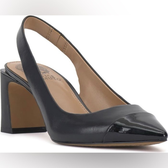 Vince Camuto Women’s Black Hamden Slingback Pointed Cap Toe Pump Size 7.5 - Picture 8 of 9